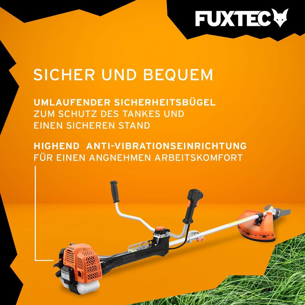 FUXTEC Decespugliatore Professionale a Benzina FX-PS162 – Decespugliatore Professionale da 62cc, Filo e Bretella di Trasporto Comfort – Tagliabordi con Sistema Antivibrazione – Decespugliatore a 2 Tempi con Bobina a Filo