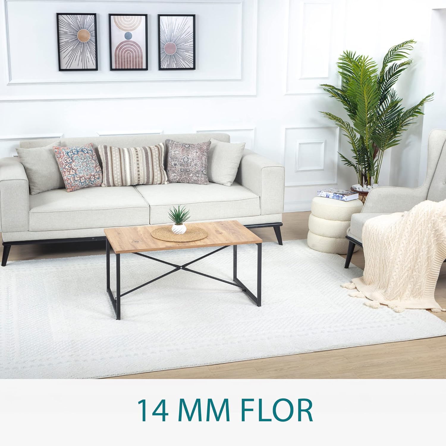 Surya Monaco Tappeto Soggiorno Boho, Grande Tappeto Camera da Letto 200x274 cm - Tappeto per Sala da Pranzo con Motivo Geometrico, Tappeto Soggiorno Moderno Scandinavo in Beige, Grigio Carbone