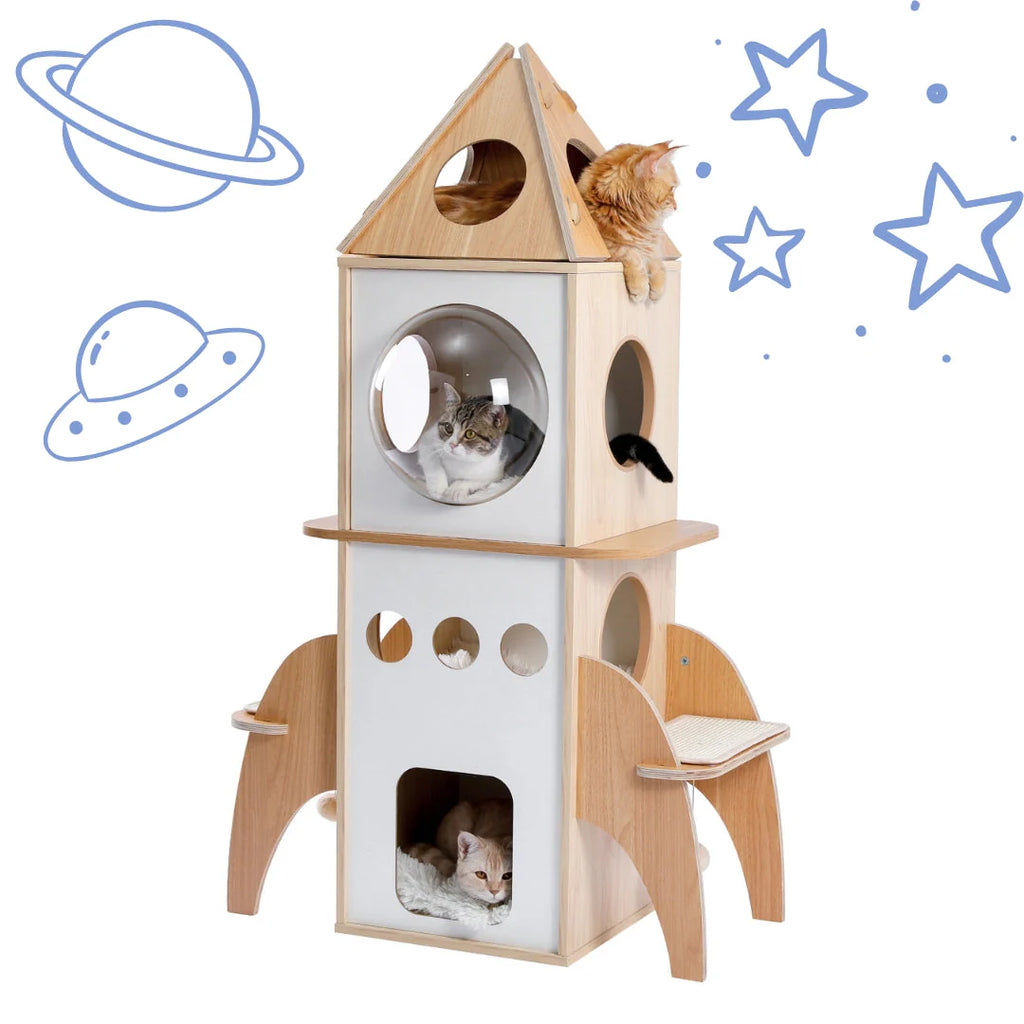 ROCKET Kratzbaum – Innovativer Katzenbaum mit Spielplattformen in Raketen-Design