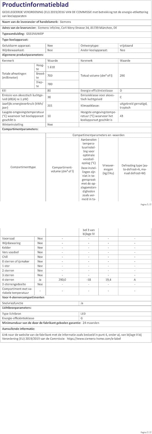 Siemens GS54NAWCV iQ500 Congelatore, 176 x 70 cm, 327 L, noFrost mai più sbrinamento, bigBox spazio per alimenti grandi, varioZone ripiani in vetro e cassetti flessibili, Bianco
