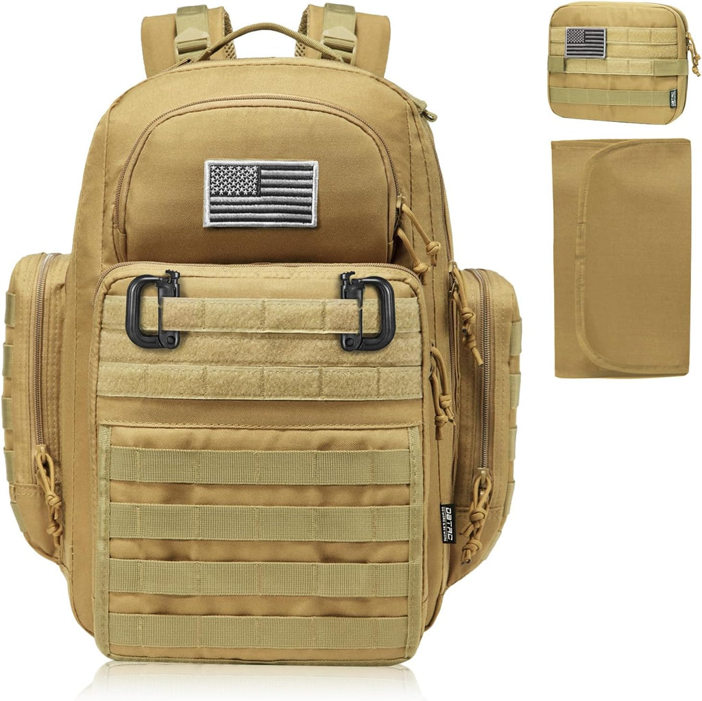 DBTAC Zaino Fasciatoio per Papà, Borsa Fasciatoio Grande per Uomini con Materassino per il Cambio, Tasche Isolate + Lavabili, Cinghie per Passeggino, Marrone Chiaro