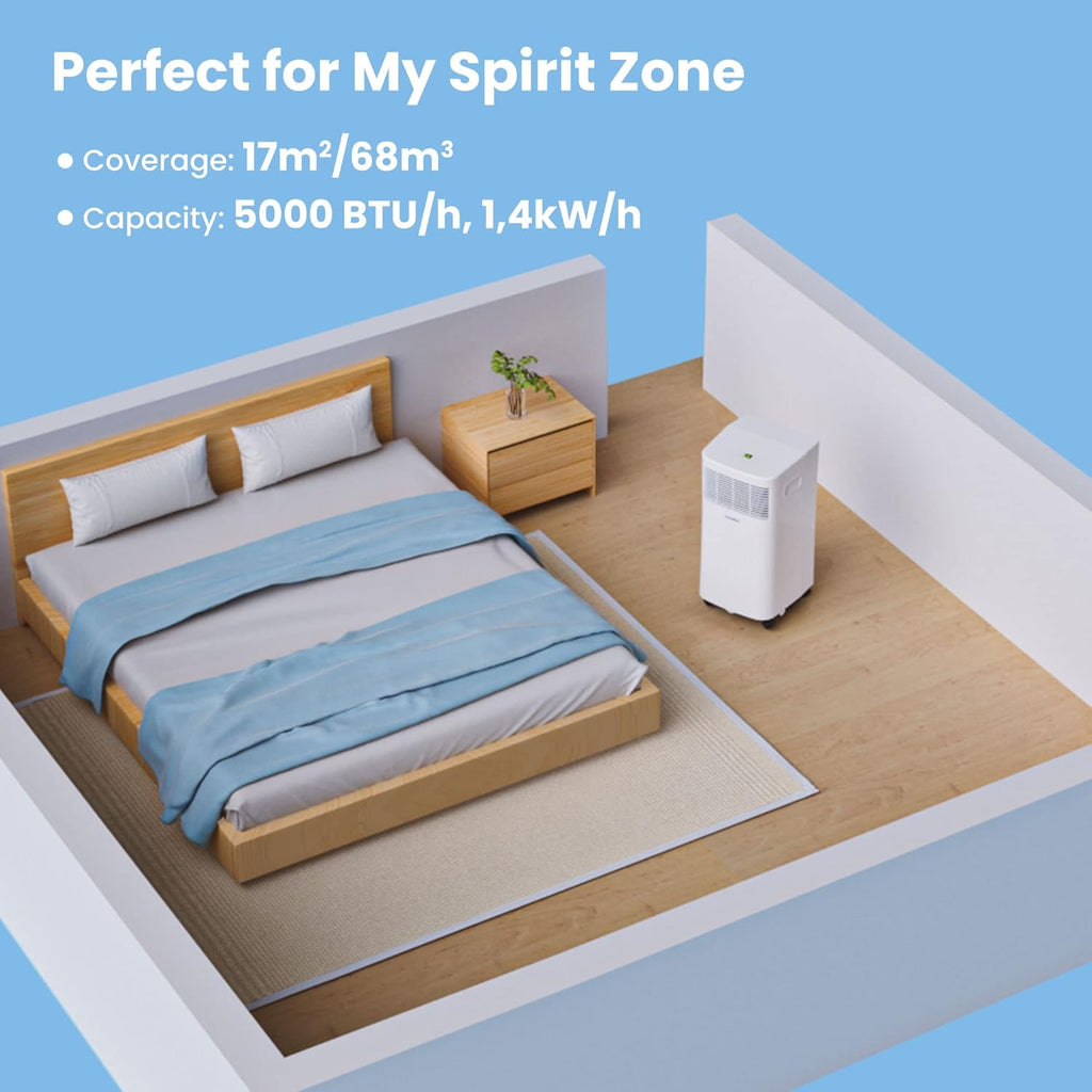 Comfee Condizionatore Portatile Easy Cool 2.0, 7000 BTU 2,0kW, Raffreddamento&Ventilazione&Deumidificazione, Adatto per Ambienti fino a 68m³(25㎡), Controllo tramite APP/Alexa/Google Home/IFTTT, Climatizzatore Portatile con Tubo di Scarico