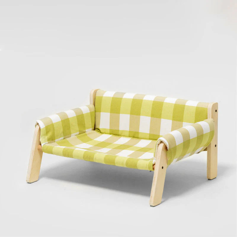 PfotenLuxus – Elegante cuccia in legno con fantasia a quadri per un comfort di stile