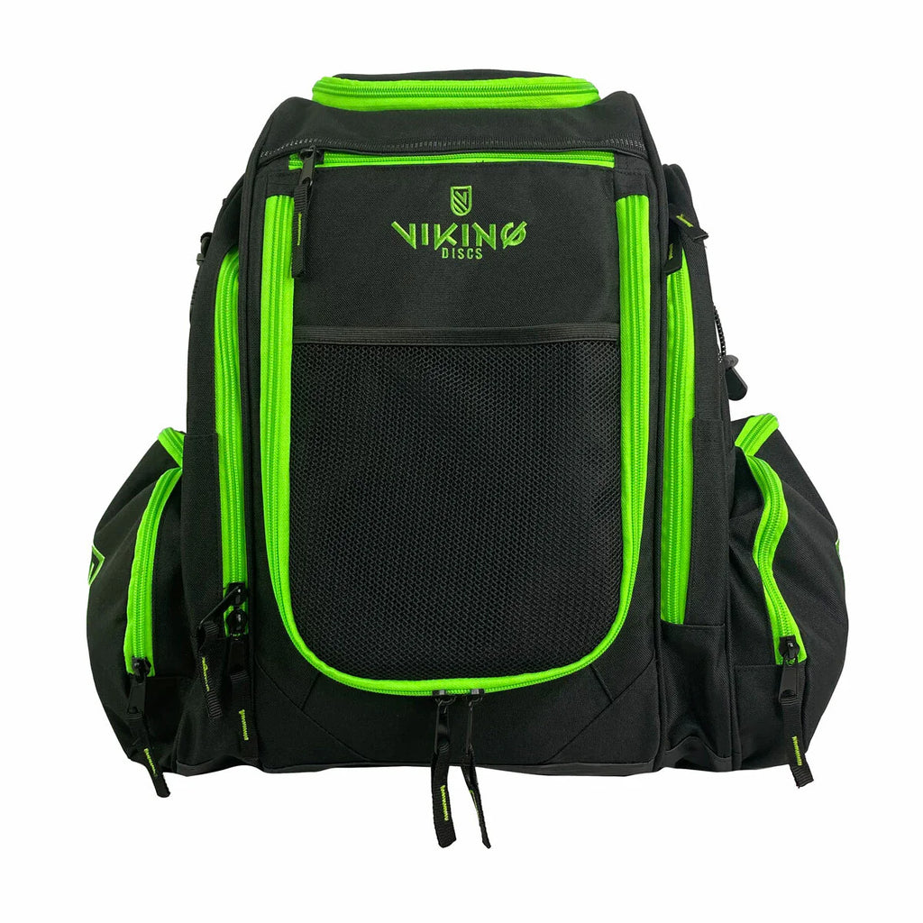 Viking Discs Rucksack Pro, zaino da disc golf, nero/lime