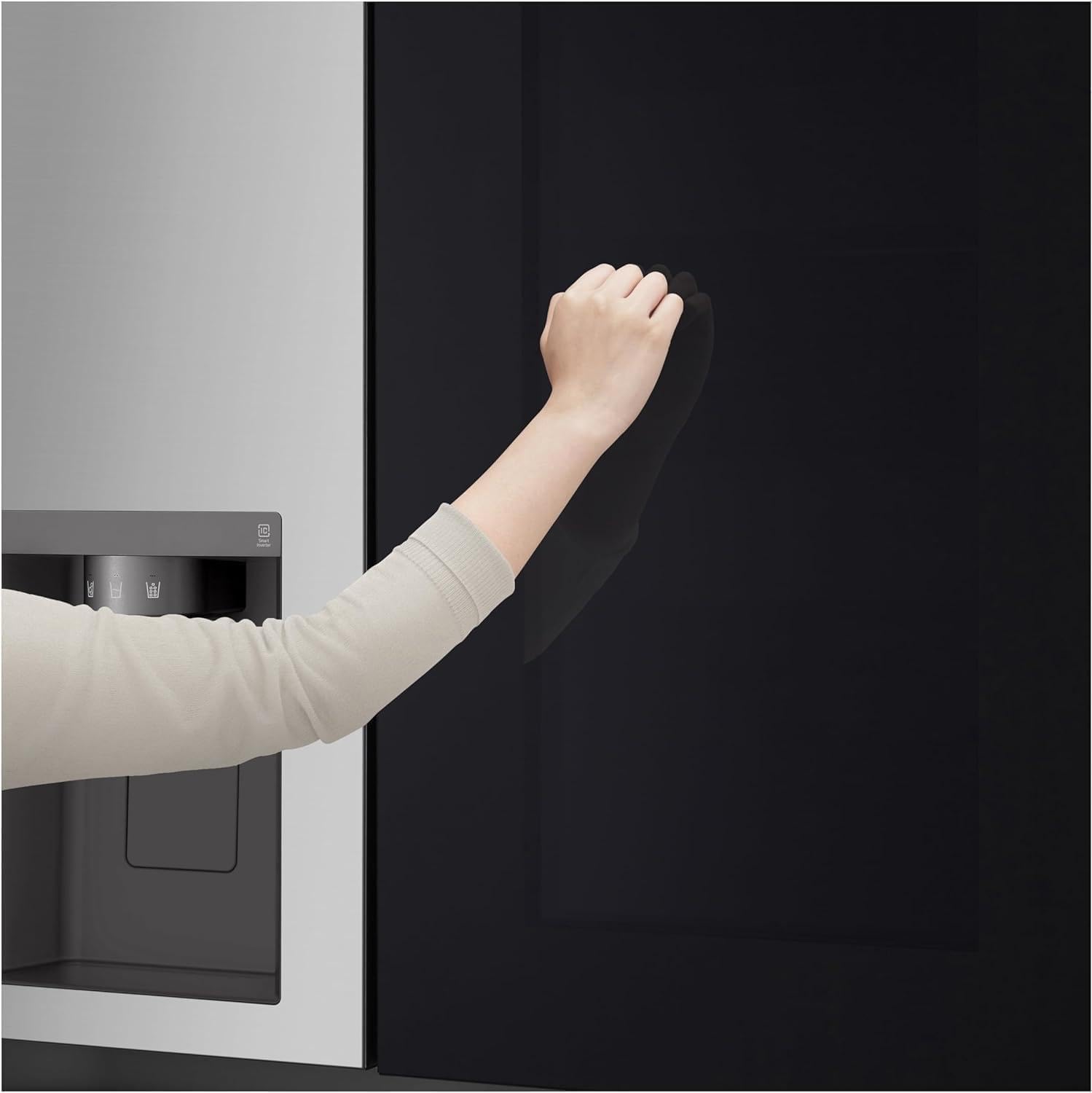 LG GSGV81PYLL Frigorifero Side by Side, Classe E, 635 L, Instaview, Frigorifero con congelatore, Dispenser ghiaccio, ghiaccio tritato, acqua, Total NoFrost, Smart Inverter Compressor, Wi-Fi