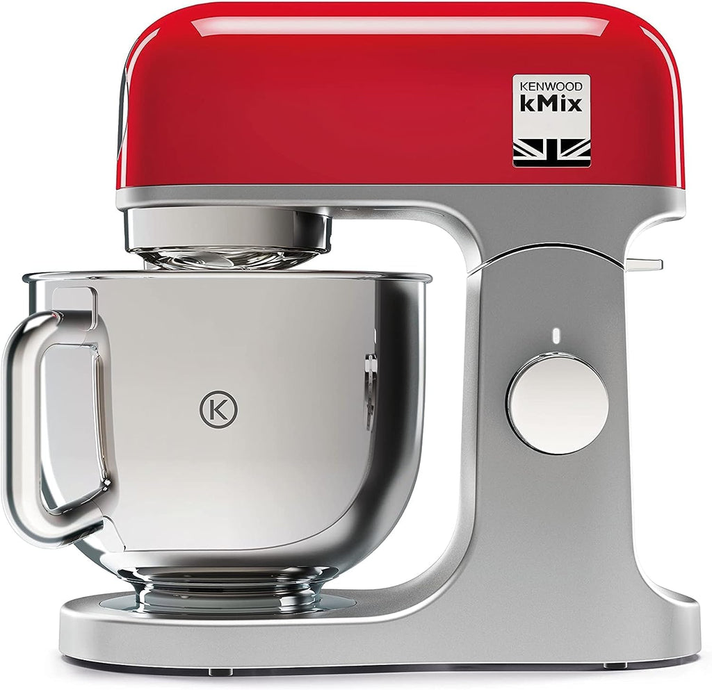 Kenwood kMix KMX750RD Robot da cucina, Ciotola in acciaio inox da 5 litri, Sistema di sicurezza Safe-Use, Corpo in metallo, 1000 Watt, Inclusi set di 3 accessori da pasticceria e paraspruzzi, Rosso