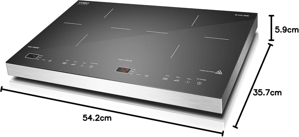 CASO S-Line 3500 - Mobiles Doppel- Induktionskochfeld,Testurteil: Sehr Gut, max. 3500 Watt, Temperatur 60-240°C, 12 Leistungsstufen, für Topfgrößen bis 22cm