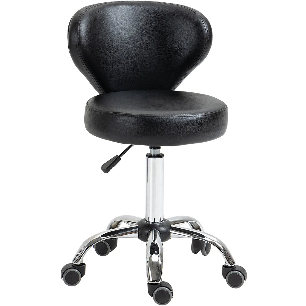 HOMCOM Rollhocker Massagehocker - drehbarer Arbeitshocker 360° - höhenverstellbare Sitzfläche 49-64H cm, ergonomische Rückenlehne