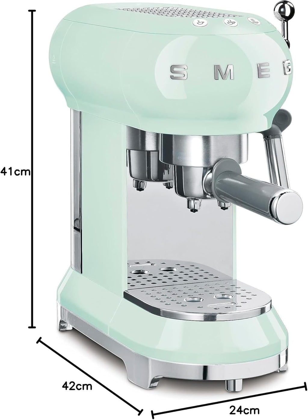 Smeg, ECF01WHEU Macchina da Caffè Espresso Manuale, Sistema Cappuccino, Thermoblock, Alloggiamento Tazze Grandi e Funzione Doppio Caffè, Serbatoio Acqua 1 l, Dimensioni Compatte, 1350W, Bianco
