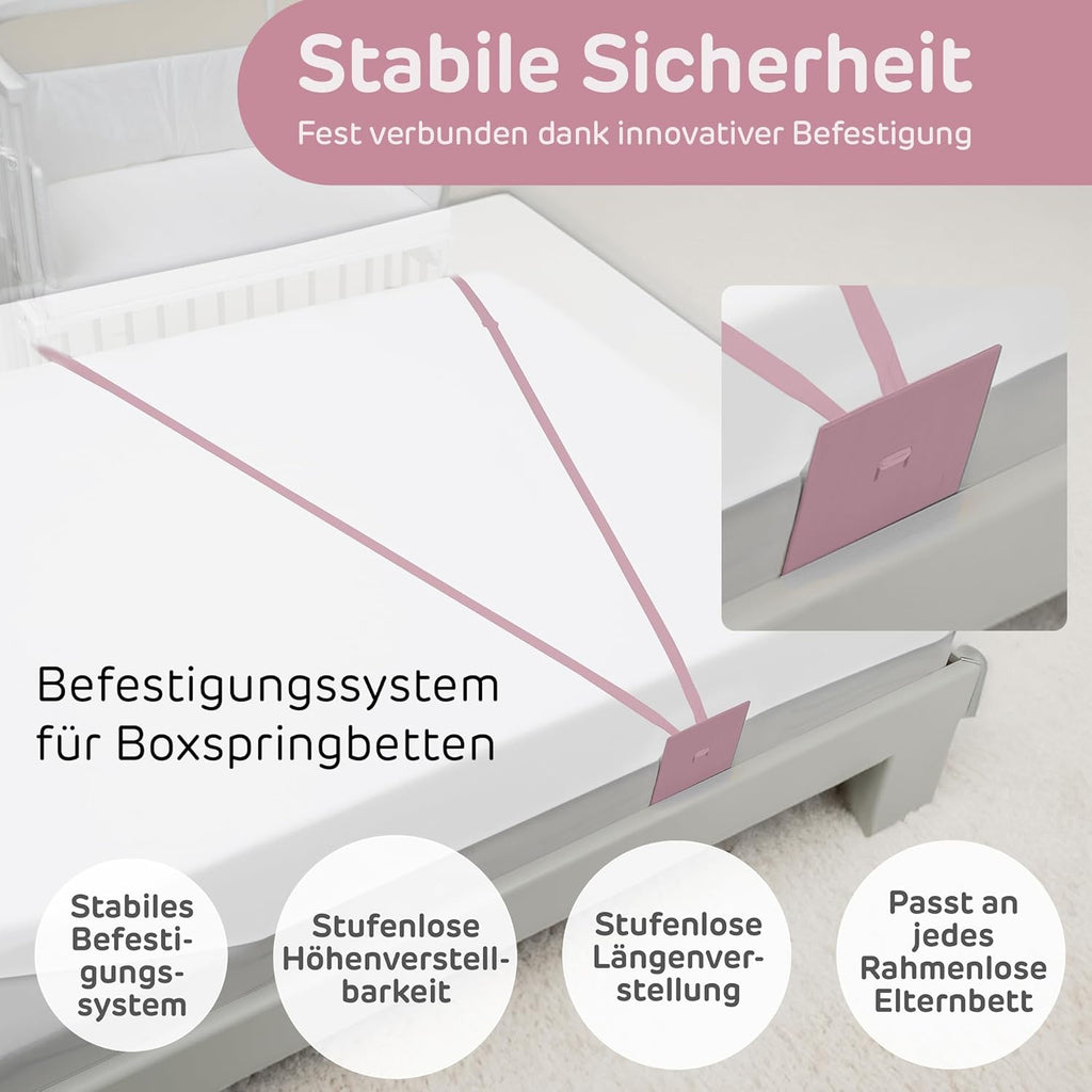 babybay Original Lettino da affiancare in massello di faggio / compatto e trasformabile / Altezza regolabile senza livelli preimpostati ed ecologico / Lettino evolutivo (laccato bianco) / Materasso incluso