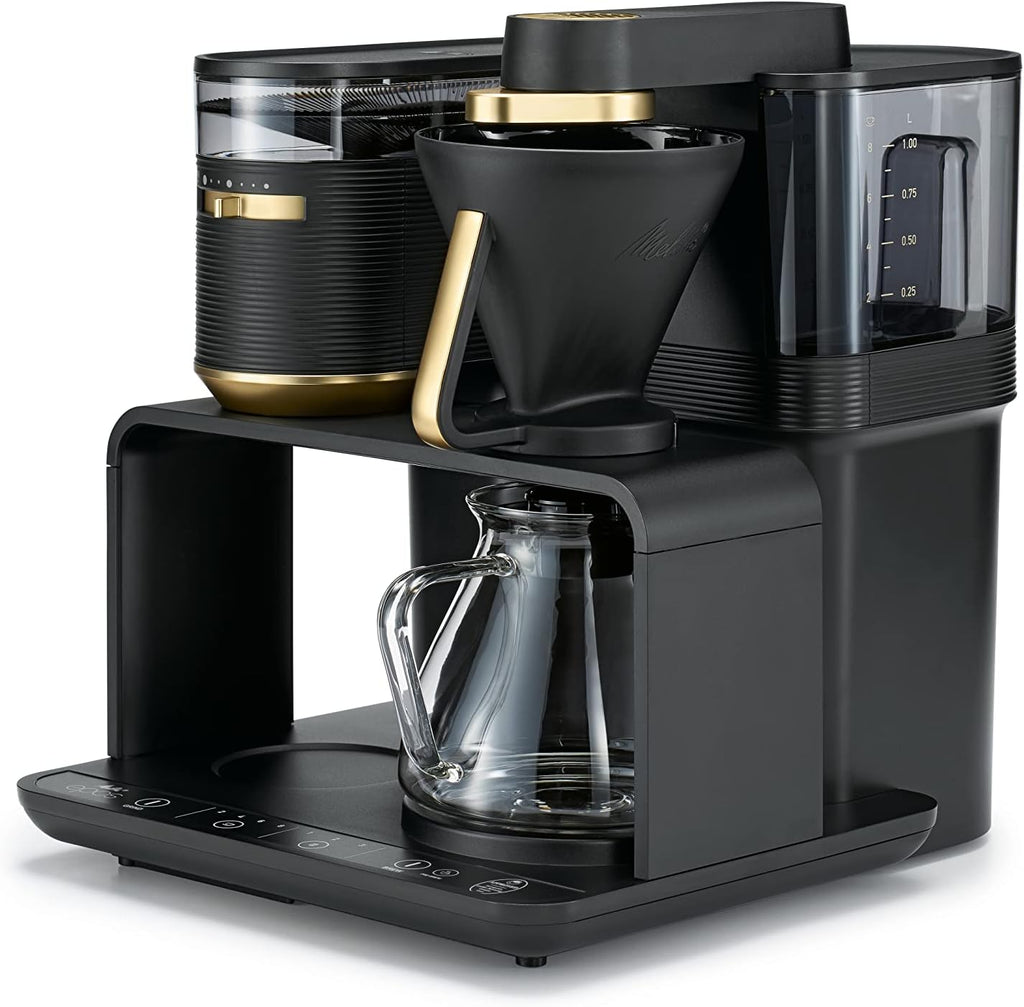 Melitta EPOS Macchina da caffè con macinacaffè, nero-argento