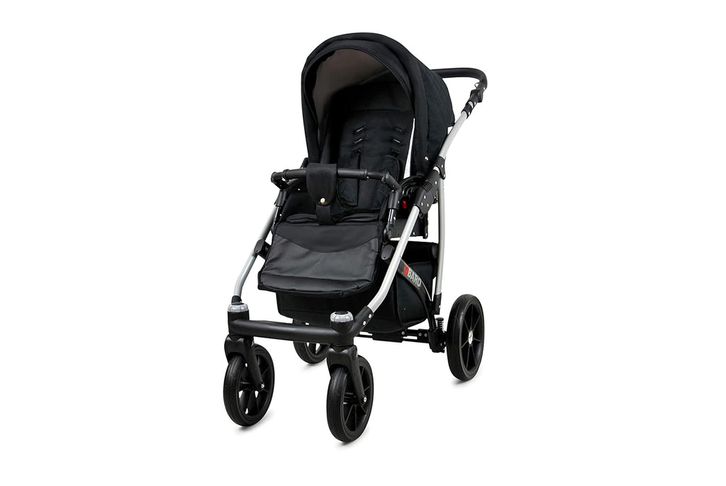 BabyLux® Bambimo Kinderwagen Set 3 in 1 - Qbaro - incl. Babywanne, Buggy Sportsitz, Auto-Babyschale - Autositz - Kinderwagenset - Kombikinderwagen mit Wickeltasche, Regenschutz usw.