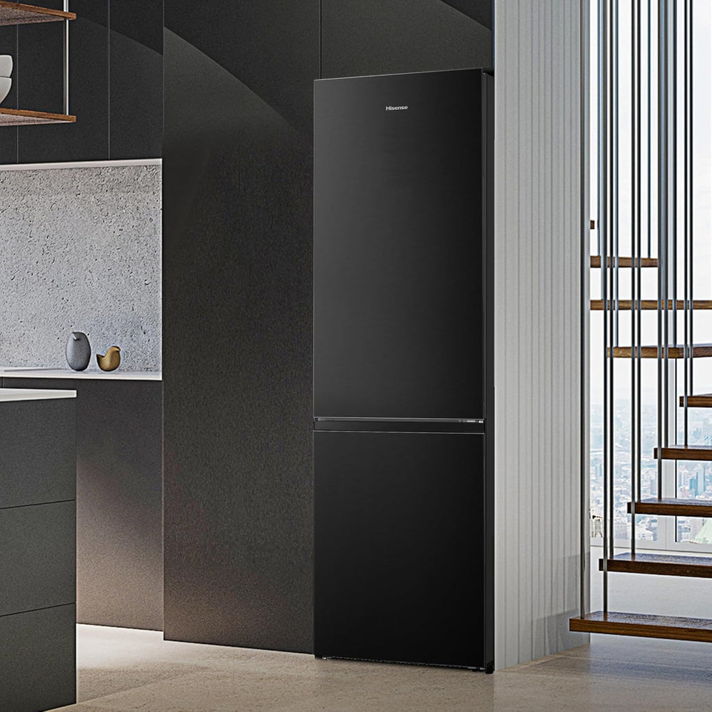 Hisense RB327N4ADD Frigorifero Combinato, Classe Energetica D, Total NoFrost, Porta Reversibile, Griglia Portabottiglie, Vano Frigo 171 Litri, Vano Congelatore 85 Litri, Look Acciaio Inox