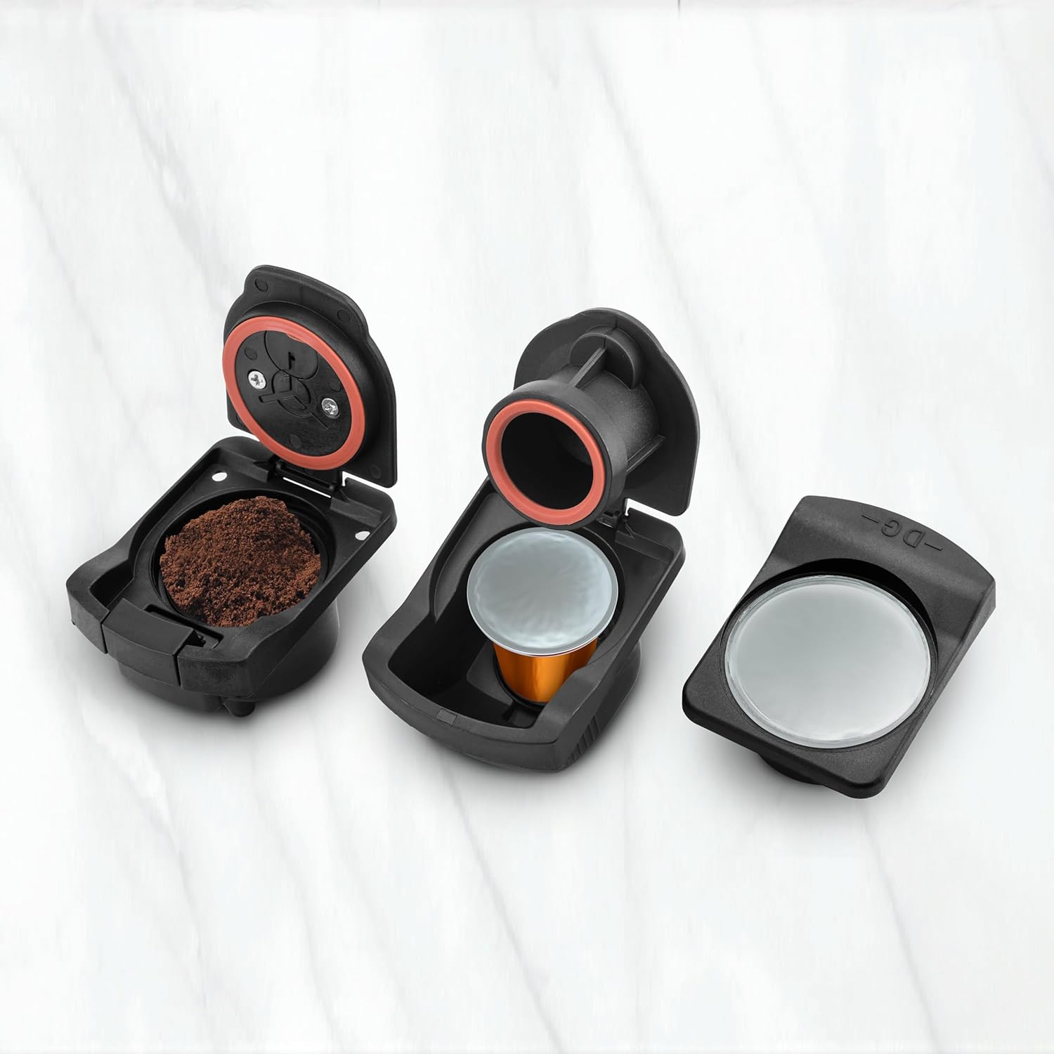 Ufesa Bellagio 3-in-1 Multi-Capsule Coffee Machine for Nespresso Original Capsule, Dolce Gusto or Ground Coffee, Digital Touch Panel with 7 Levels, 1 L Water Tank, 1400 W, 15 Bar Pressure, Compact