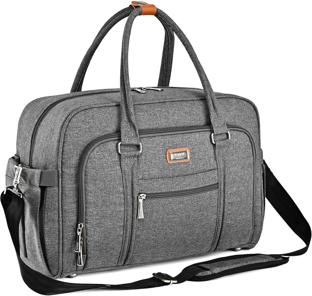Welavila Wickeltasche, groß, wandelbar, mit Wickelunterlage und isolierten Taschen für Mama und Papa, Grau, Large