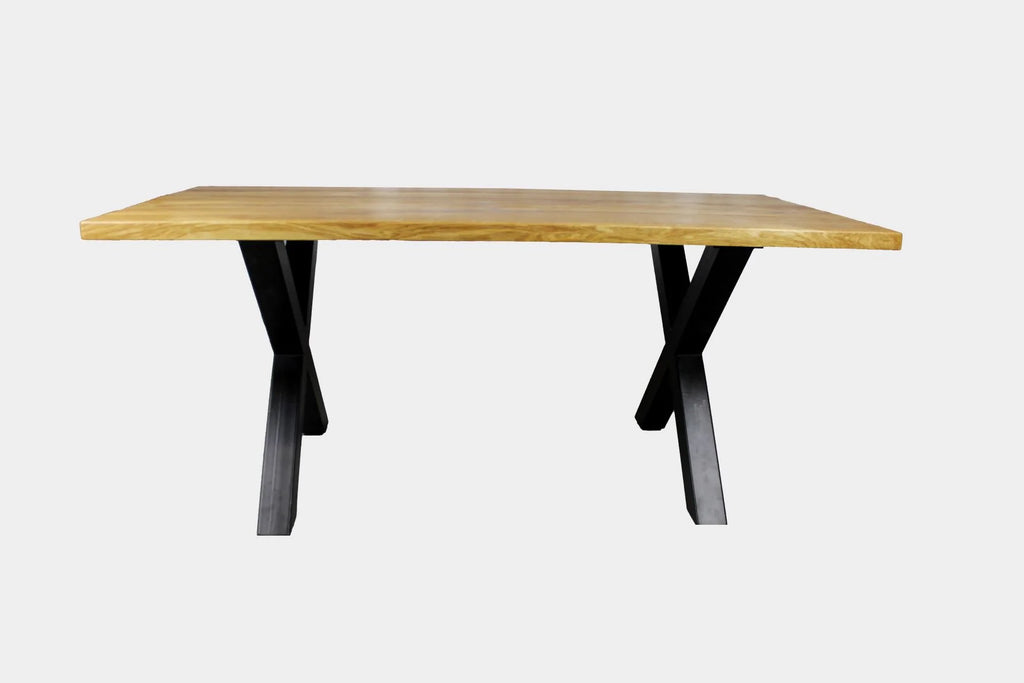Serie UNA | Tavolo in legno massello - Rovere - gambe a X incluse - diverse misure e colori | Lunghezza: 160 - 300 cm | Larghezza: 90 - 100 cm