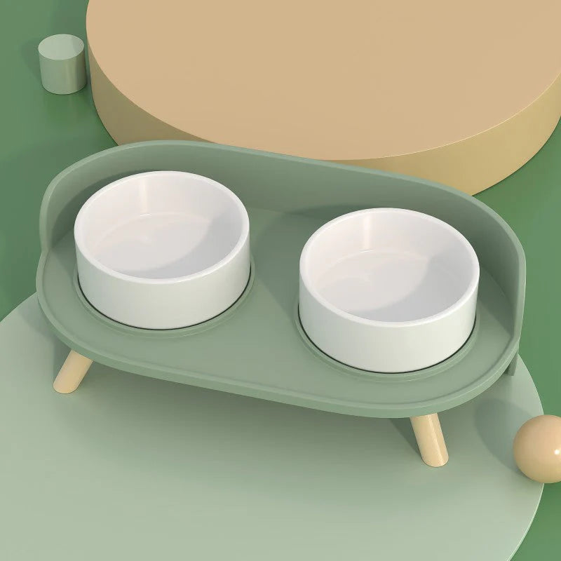 Elegante Doppel-Futterschale aus Bone China für Haustiere – Stilvoll und Funktional