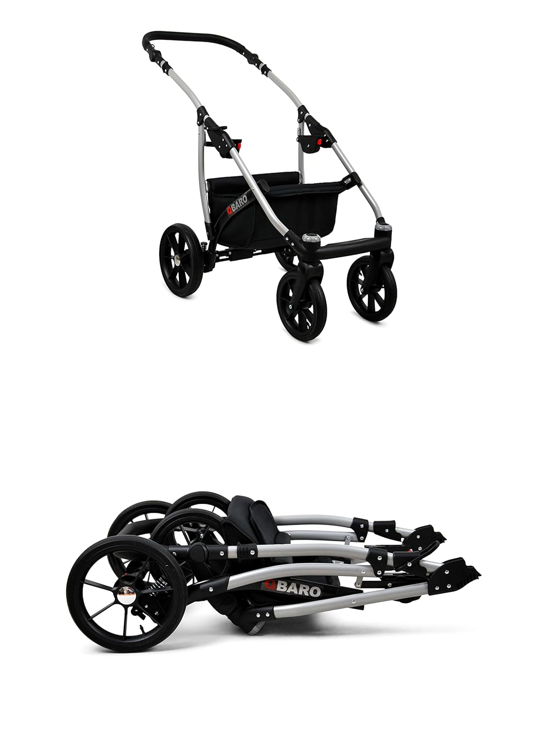 BabyLux® Bambimo Kinderwagen Set 3 in 1 - Qbaro - incl. Babywanne, Buggy Sportsitz, Auto-Babyschale - Autositz - Kinderwagenset - Kombikinderwagen mit Wickeltasche, Regenschutz usw.