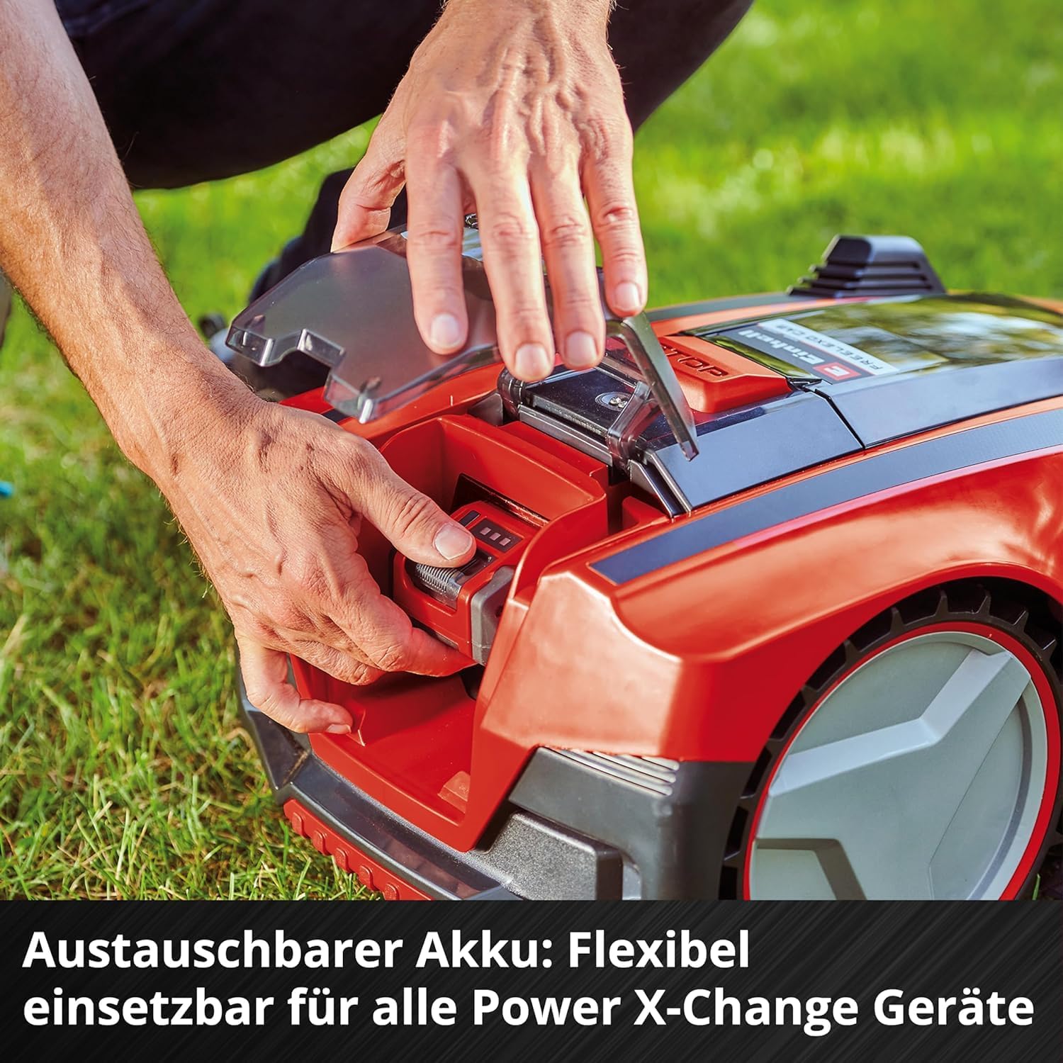 Einhell Akku-Rasenmher GE-CM 43 Li M Kit Power X-Change (36V, 43 cm Schnittbreite, bis 600 m, Brushless, Mulch-Kit, 63L Fangkorb, 25-75 mm Schnitthhe, inkl. 2x 4,0Ah + 2x Ladegert)