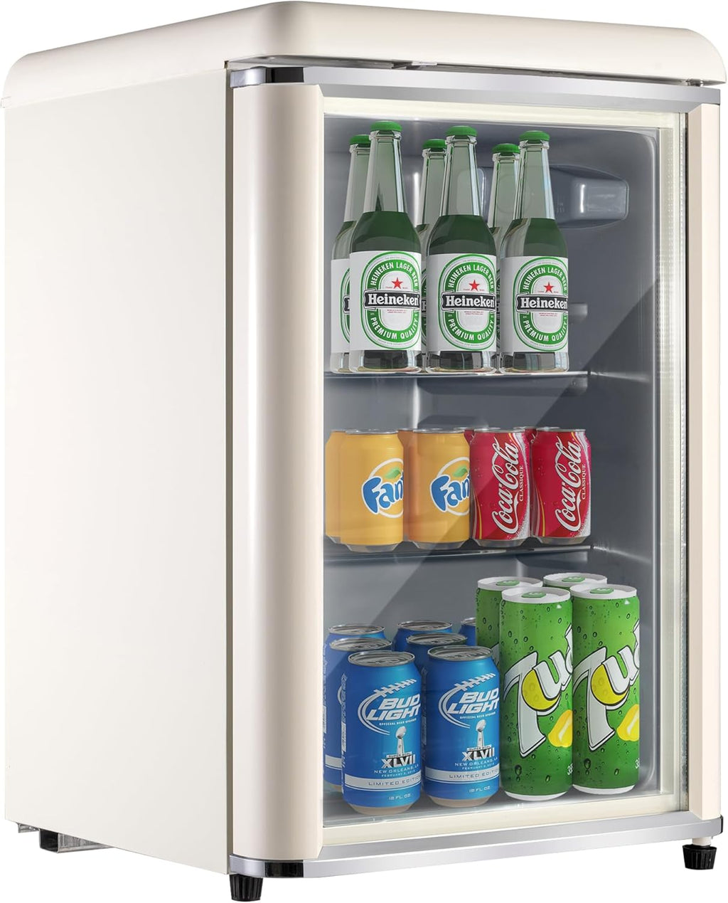 Frigorifero Merax 128L, Frigorifero da incasso per bevande con frigorifero da 120L + congelatore da 8L, con luce LED interna e ripiani regolabili, silenziosissimo per ristorante, bar, bevande e birra