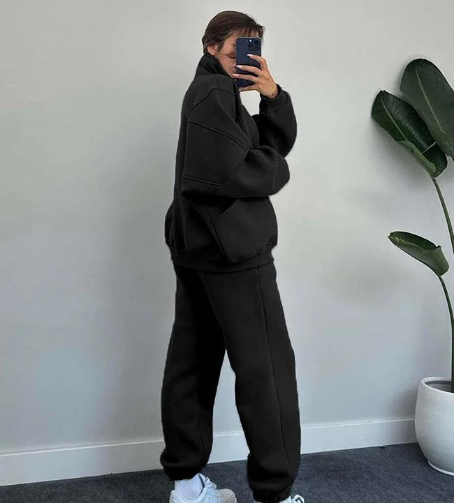 Set aus Reiverschlussjacke und Kordelzughose für Damen