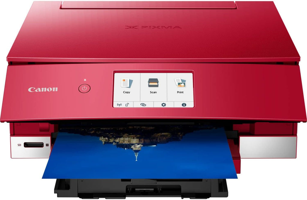 Canon PIXMA TS8351a Stampante multifunzione a getto d'inchiostro a colori DIN A4 (scanner, fotocopiatrice, 4.800 x 1.200 dpi, 6 inchiostri separati, USB, WLAN, AirPrint, stampa fronte/retro, 2 alimentatori carta, 5 GHz), bianco