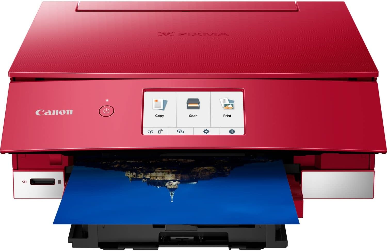 Canon PIXMA TS8351a Stampante multifunzione a getto d'inchiostro a colori DIN A4 (scanner, fotocopiatrice, 4.800 x 1.200 dpi, 6 inchiostri separati, USB, WLAN, AirPrint, stampa fronte/retro, 2 alimentatori carta, 5 GHz), bianco