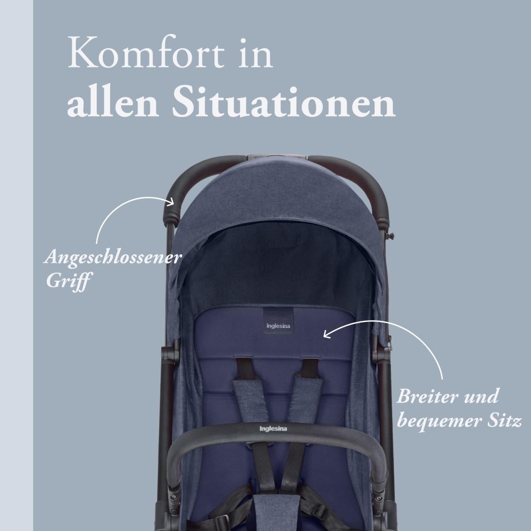 Inglesina Sketch Kinderwagen Leicht und Kompakt, Schwarz, Bequem, bis zu 17kg, Einhand-Faltung, UPF 50+