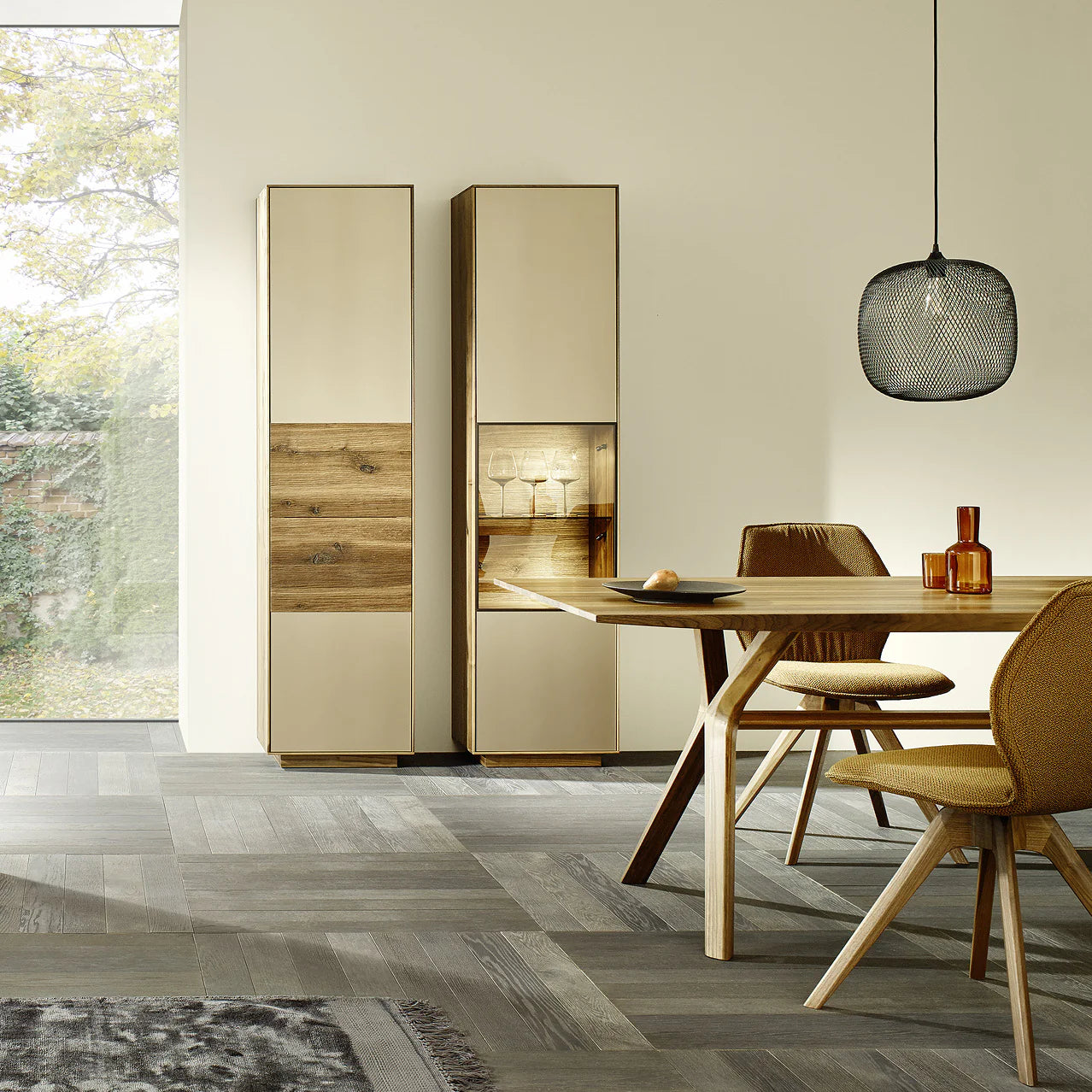 Anrei Vitrine Puro Style SY770 oder SY771 Asteiche gebürstet o. Astnu 50x198,6x35cm