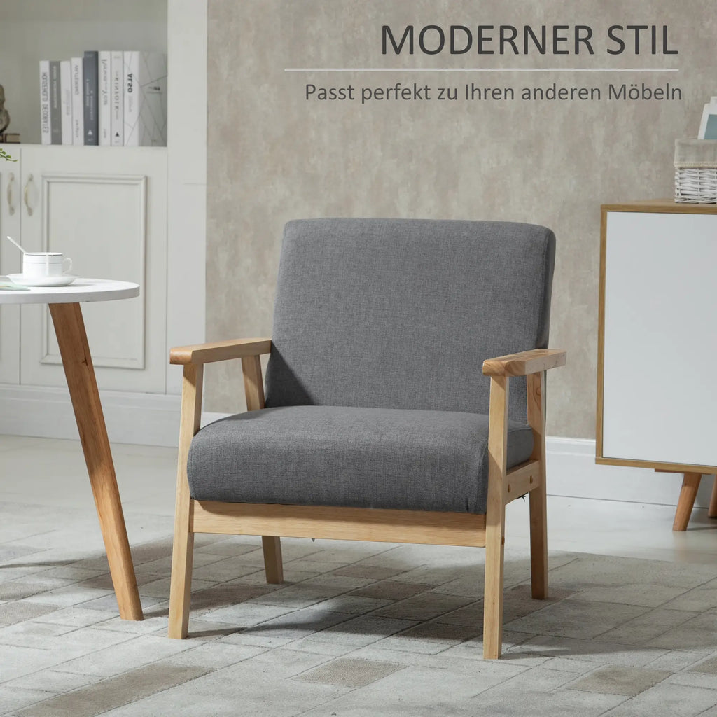 HOMCOM Polsterstuhl Wohnzimmer skandinavisches Design breite Sitzfläche