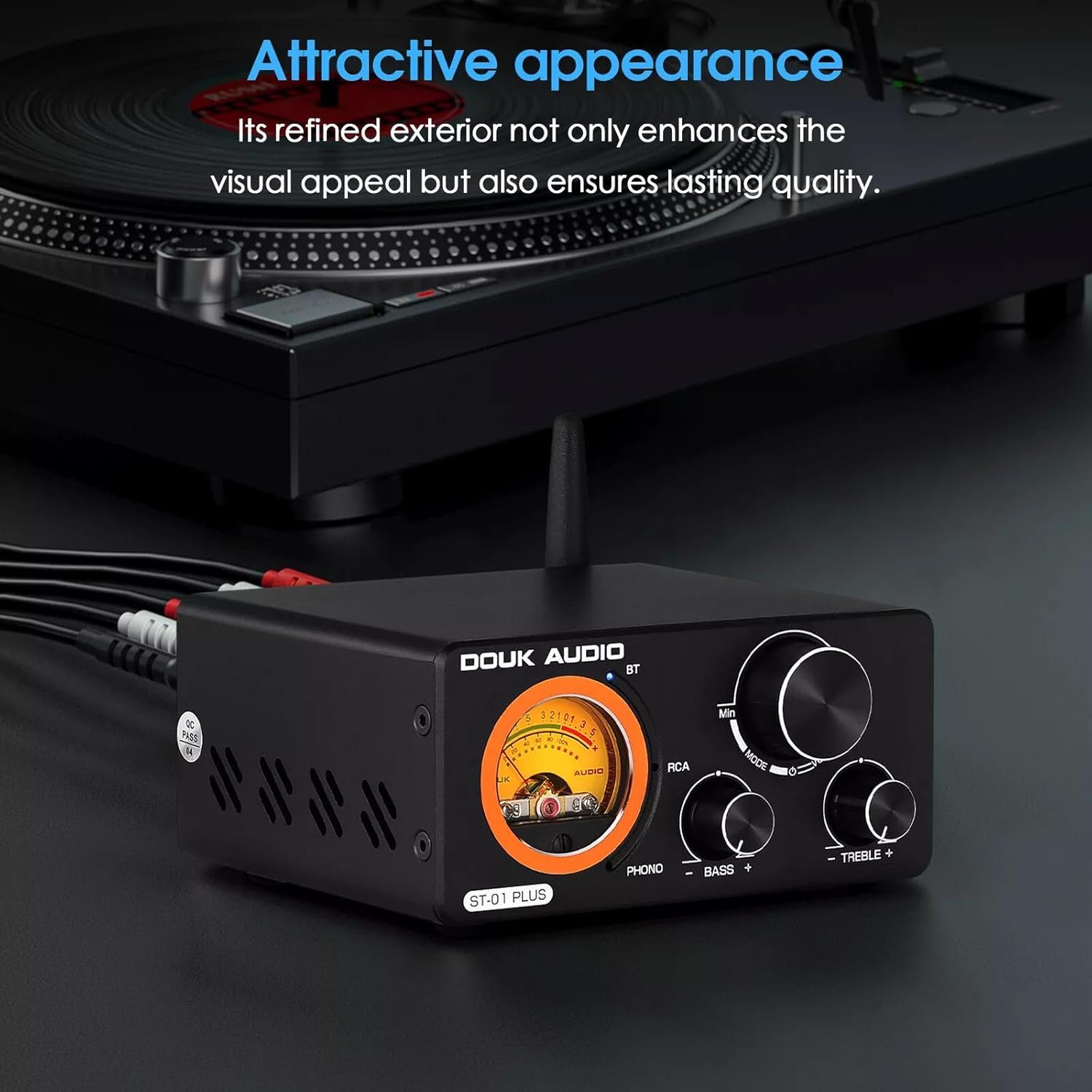 Douk Audio ST-01 PRO Amplificatore HiFi, Mini Amplificatore a Valvole da 200W con Bluetooth 5.0, VU Meter, Ingresso USB DAC Coassiale/Ottico (ST-01PRO)