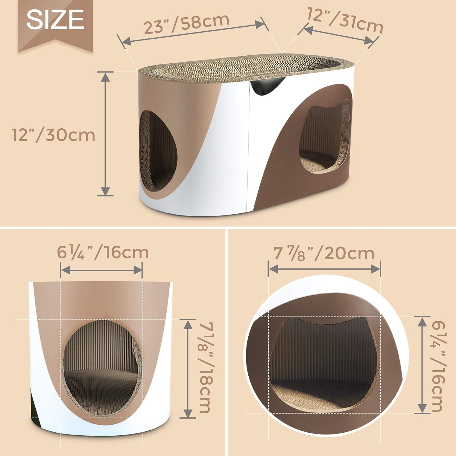 ComSaf Kratzbrett für Katzen, Kratztonne aus Wellpappe, Recycelbar Kratzbretter Katze, Kratzschutz für Sofa, Tür, Mbel, Kratzpappe für Katzen 58 x 25 x 25cm