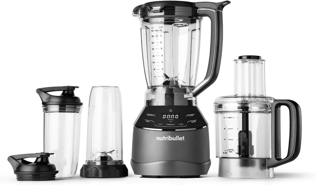 nutribullet Frullatore Combo Full Size, Mixer Elettrico, Tritatutto Multifunzione, Professionale, 1200 Watt, Caraffa da 1,89 l, Bicchieri da 946 ml e 710 ml, Nero, NBF500MB