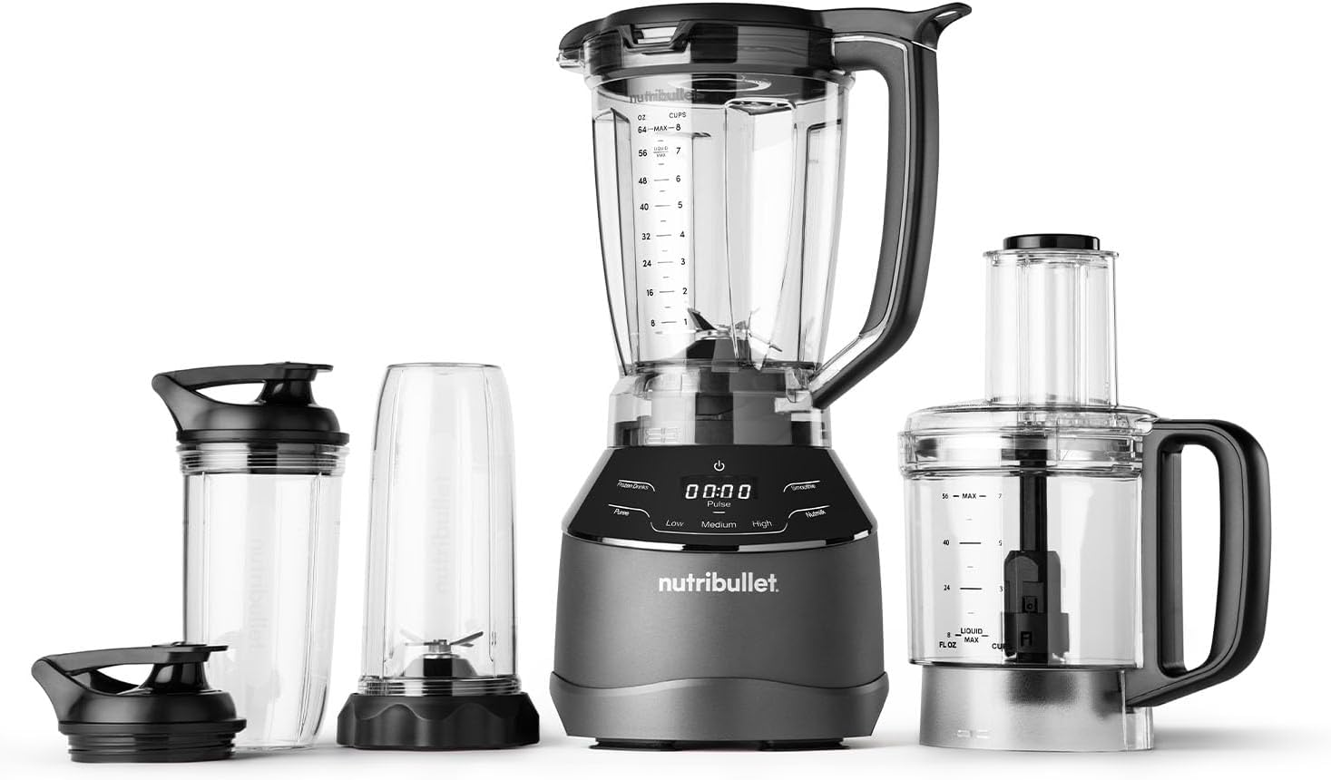 nutribullet Frullatore Combo Full Size, Mixer Elettrico, Tritatutto Multifunzione, Professionale, 1200 Watt, Caraffa da 1,89 l, Bicchieri da 946 ml e 710 ml, Nero, NBF500MB