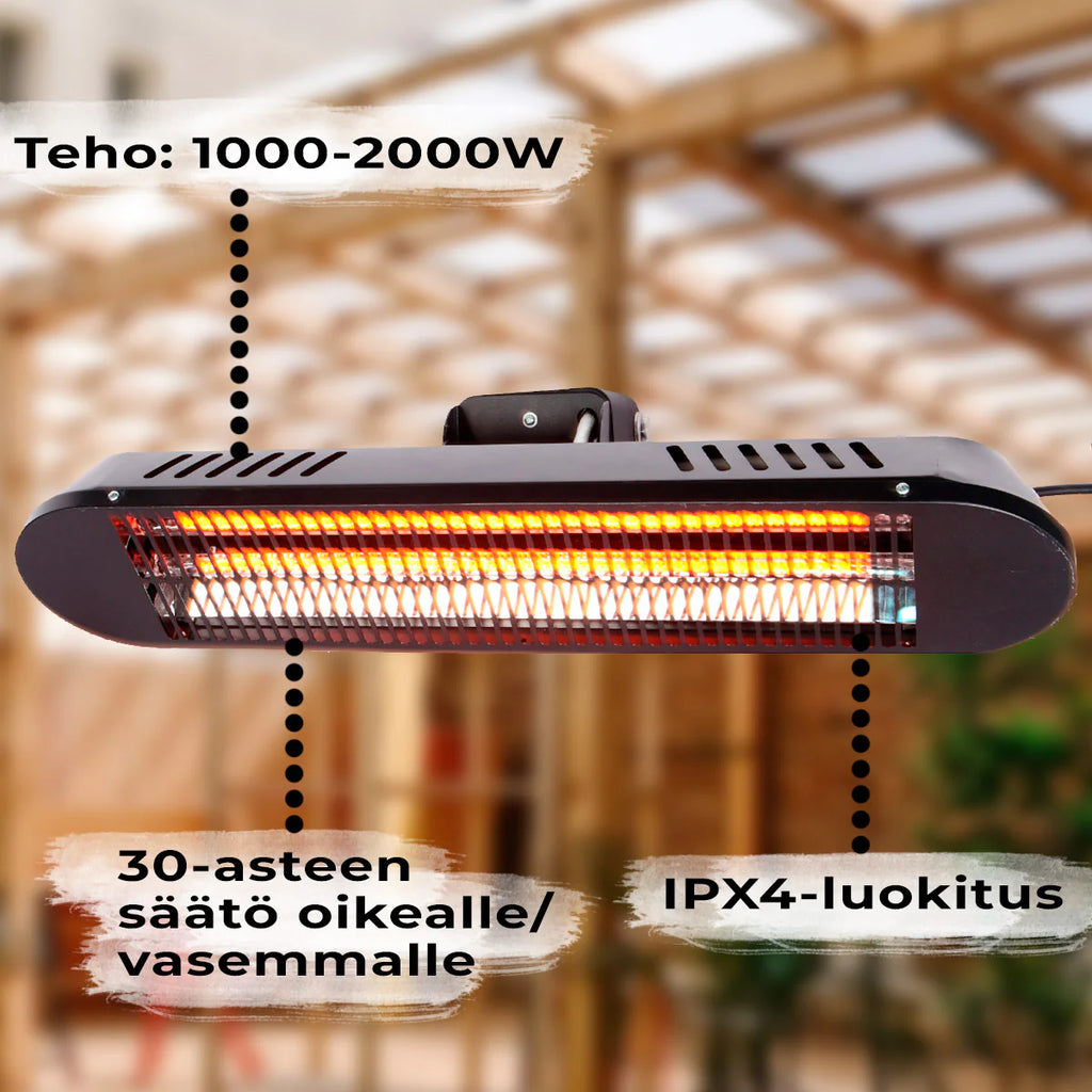 Fornorth Heizstrahler Wall Heater Premium 2000W fernbedienung, schwarz