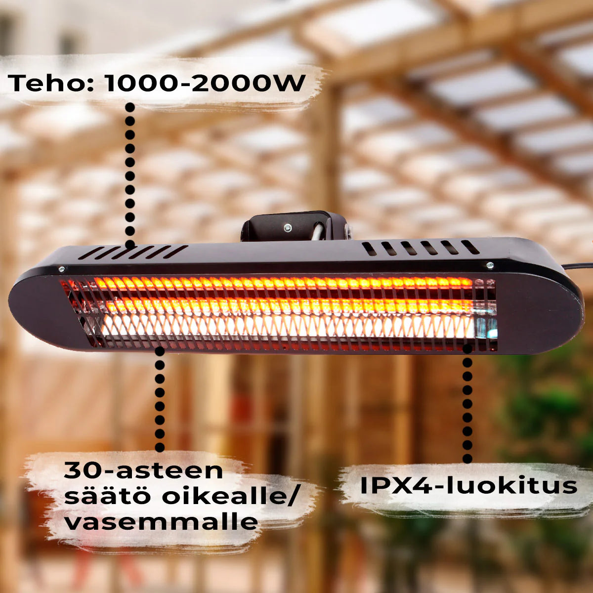 Fornorth Heizstrahler Wall Heater Premium 2000W fernbedienung, schwarz