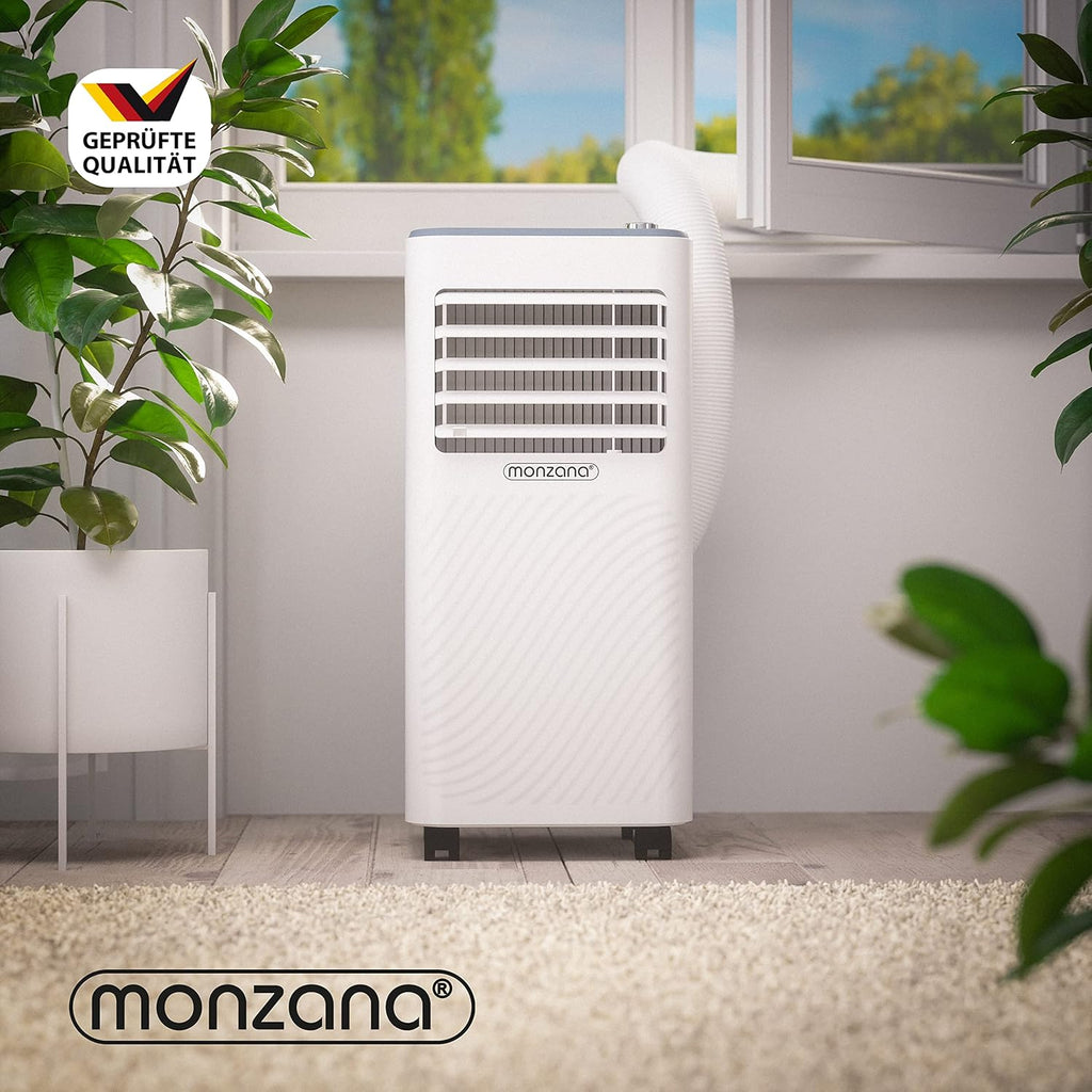 Monzana® climatizzatore portatile MZKA2000 tubo di scarico 7000BTU 3in1 750W timer 24h 25mq telecomando deumidificatore kit per tapparelle
