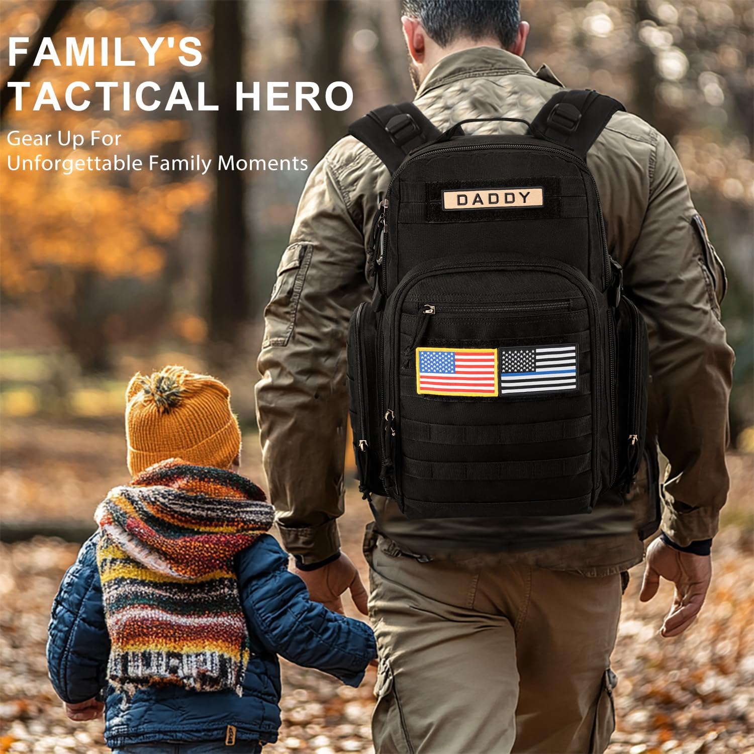 MIRACOL Borsa Fasciatoio per Papà, Borsa Militare, Zaino, Borsa Multifunzione con Toppa Bandiera per Uomini e Donne