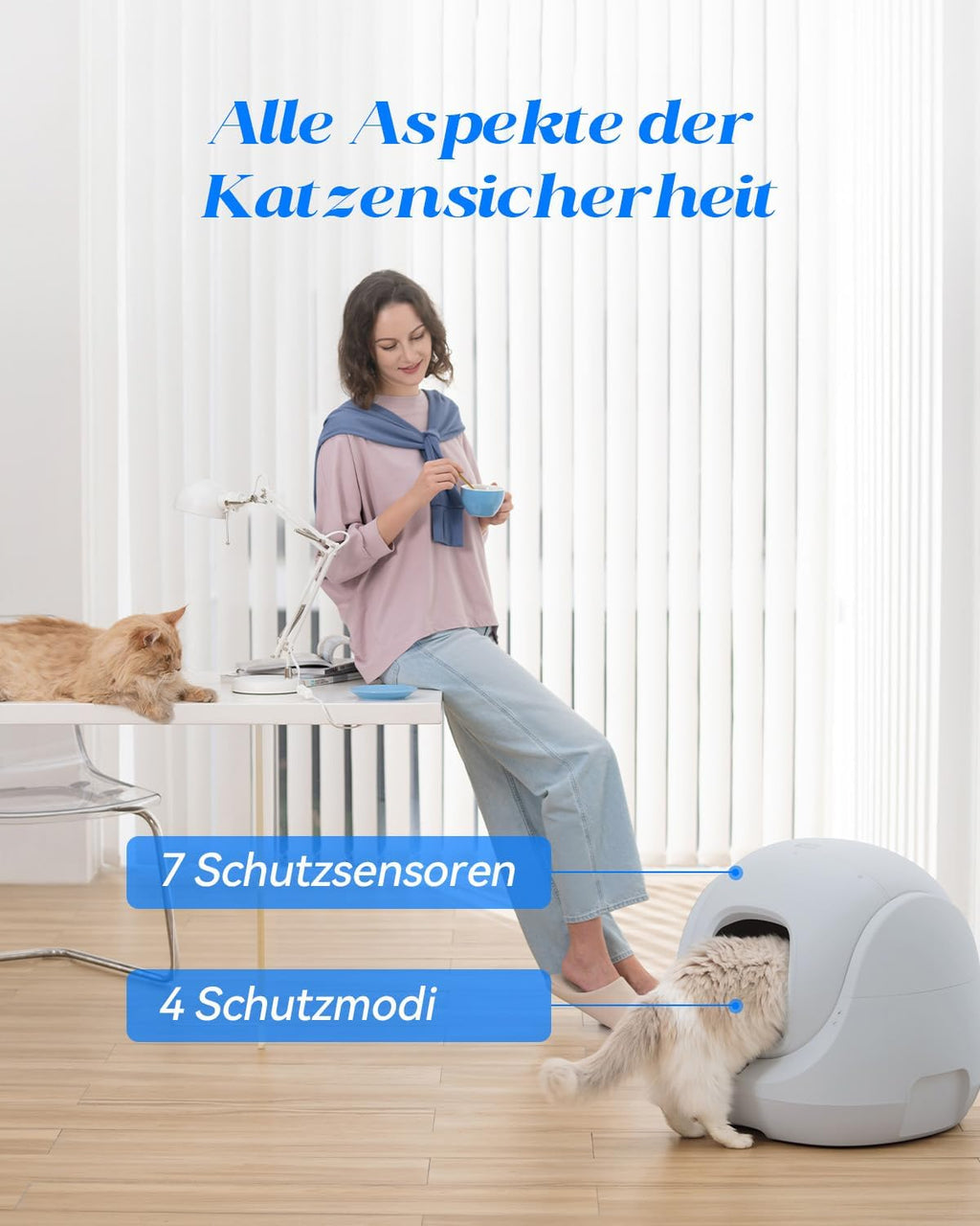 Catlink Baymax Lettiera autopulente, Monitoraggio della salute del tuo gatto, Adatta per gatti da 1,5 a 10 kg, per più gatti