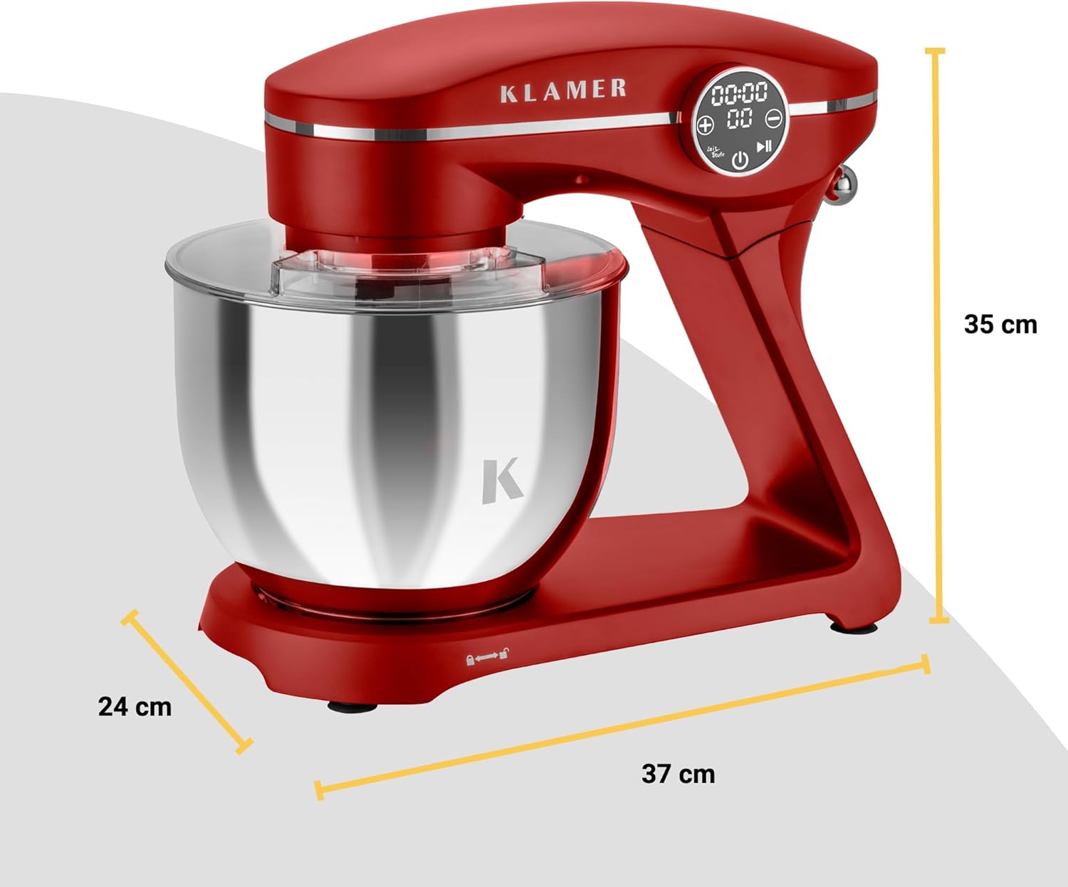 KLAMER Robot da Cucina 1800W, Impastatrice per Pane con Ciotola in Acciaio Inox da 6 L, 10 Velocità con Timer, Movimento Planetario, Frusta a Filo, Gancio Impastatore, Frusta a Palloncino e Coperchio Antischizzi (Nero)