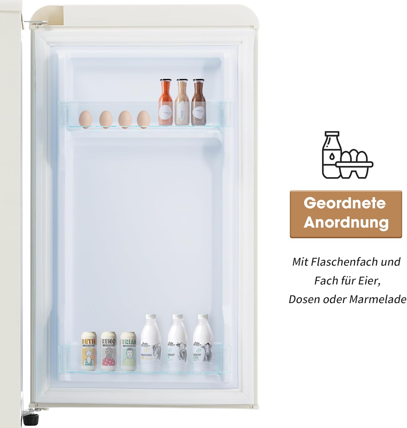 Merax Frigorifero con Congelatore, Frigorifero Combinato, Piccolo Frigorifero con 51L e Congelatore 21L, Silenzioso, LED, Ripiani in Vetro, Cassetto Verdura, Balconcini, per Cucina, Soggiorno, Ufficio, Nero