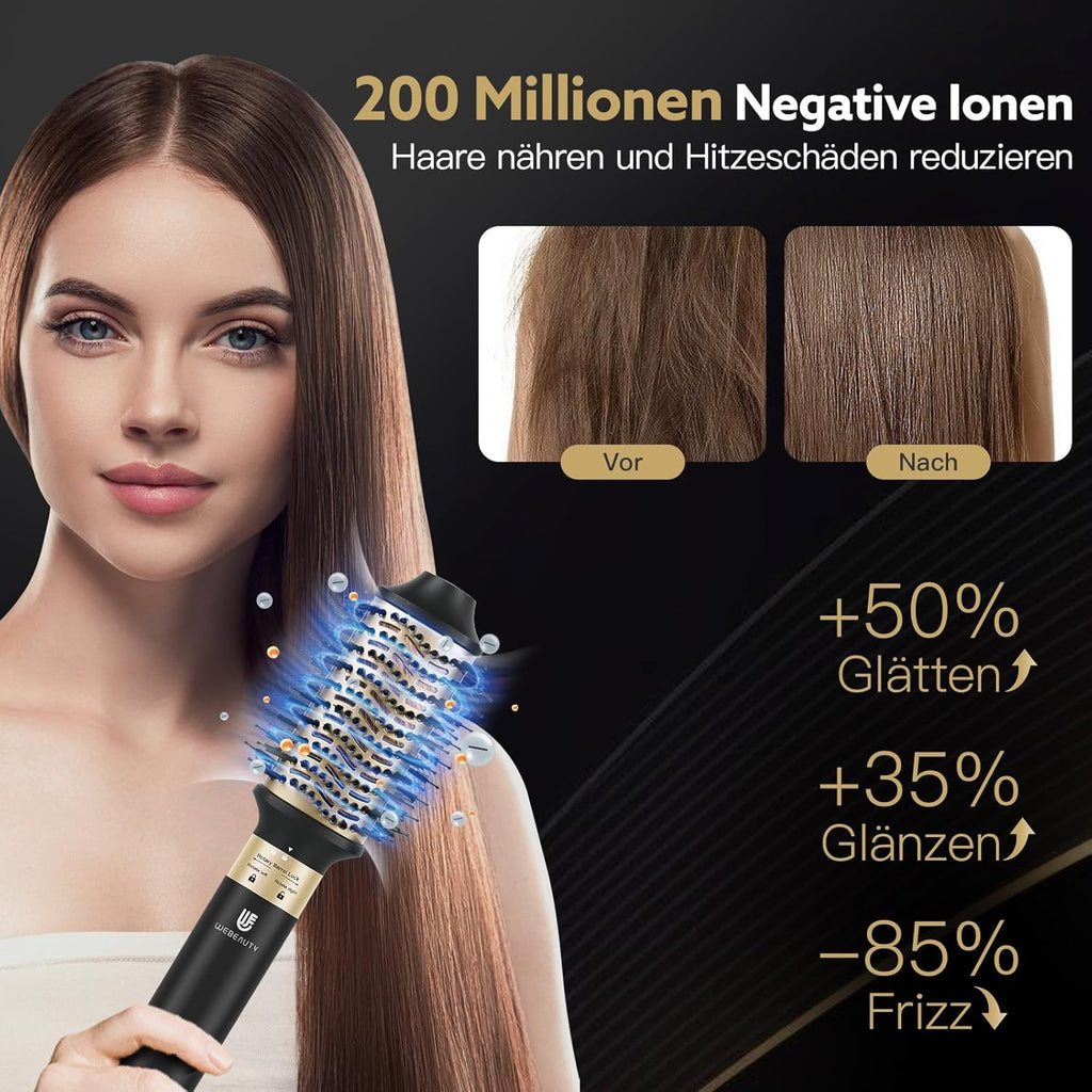 webeauty Asciugacapelli 5 in 1, 110.000 giri/min, 20 m/s, Asciugacapelli brushless ad alta velocità con 200 milioni di ioni negativi con spazzola ad aria calda e arricciacapelli ad aria, Bianco