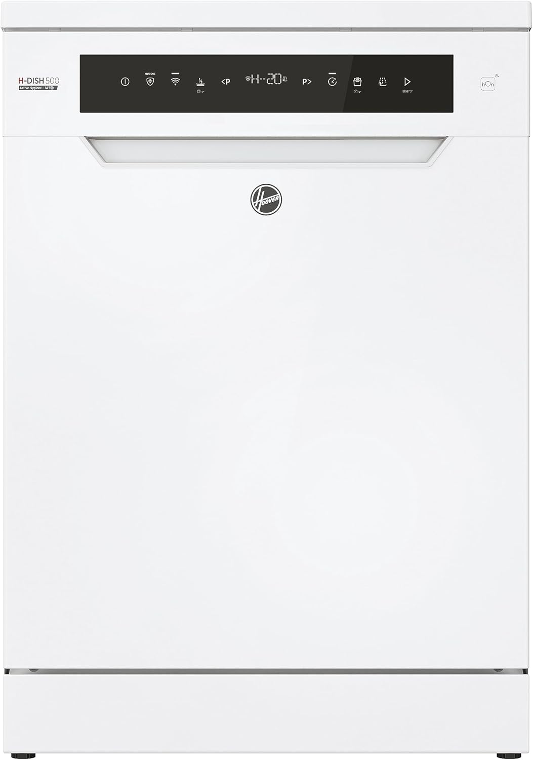 Lavastoviglie Hoover HF 4C6F0PW; 14 coperti; Libera installazione, 60 cm di larghezza; Classe di efficienza energetica C; Controllo intelligente con tecnologia WiFi + Bluetooth