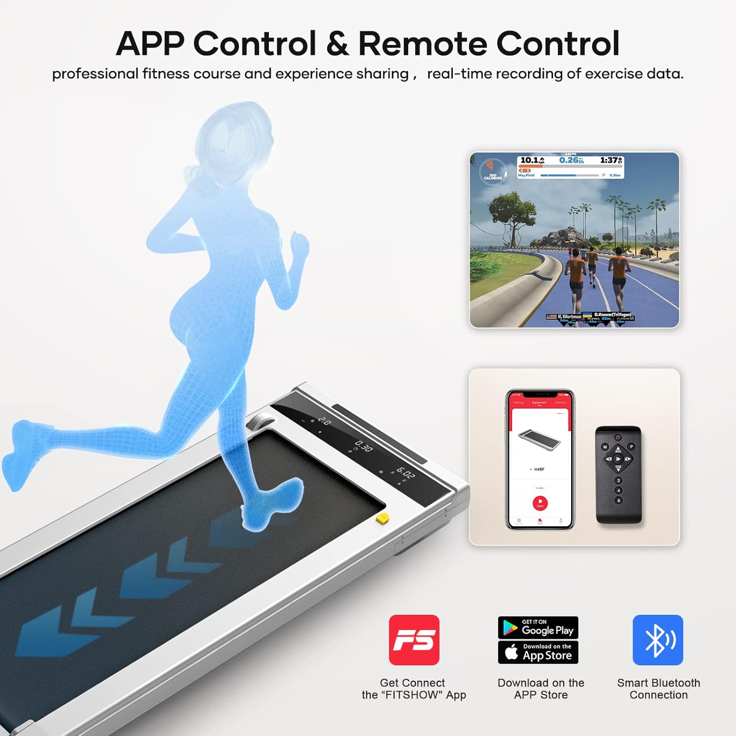 2 in 1 Electric Treadmill, Walking Pad Laufband für Zuhause, 10km/h Elektrisches Laufband mit LED, 2.25HP Under Desk Schreibtisch Treadmill, Fernbedienung und App, Doppelter Stodmpfung