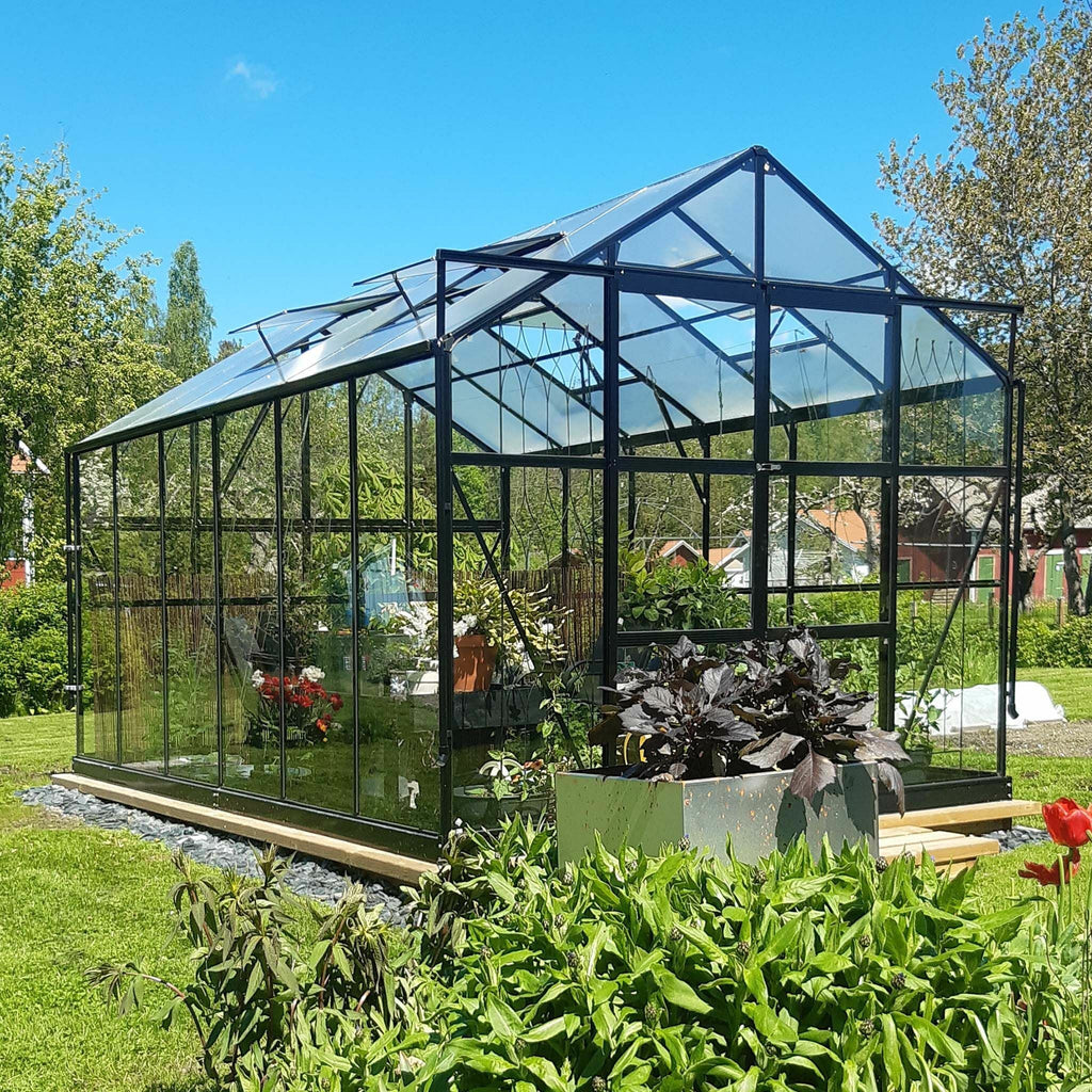 Metalcraft Gewchshaus, 9,6m, vetro di sicurezza 4mm, nero