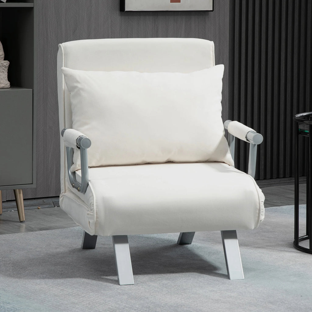 HOMCOM Schlafsessel Schlafsofa 5-fach verstellbar cremeweiß
