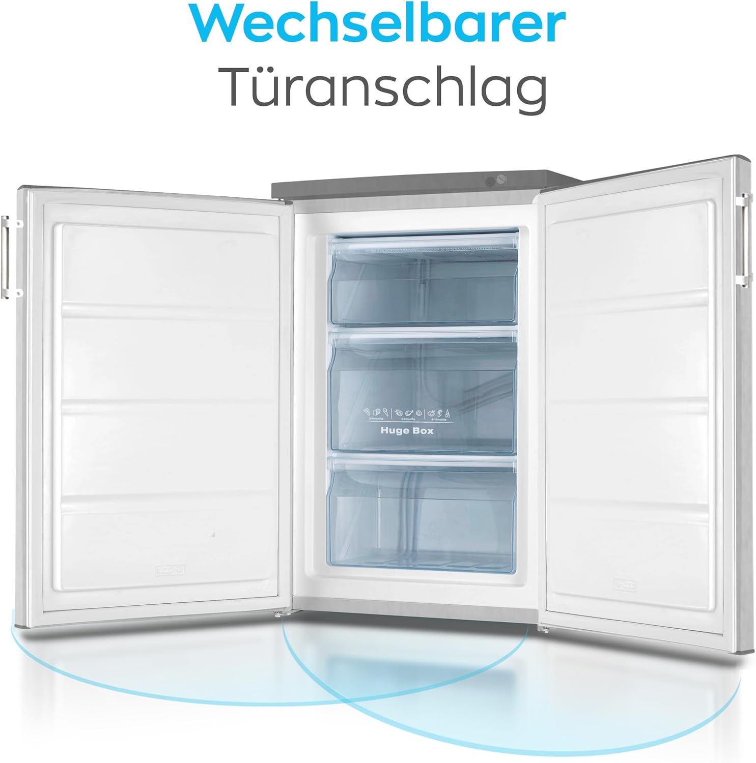 Congelatore Heinrich 61 litri -18°C, 3 cassetti congelatore, regolatore temperatura a 7 livelli, Airflow, porta reversibile, bianco