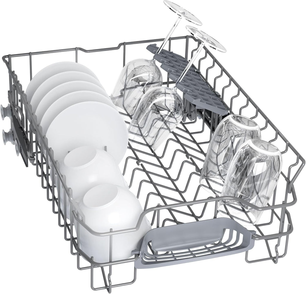 Bosch SPV2IKX10E Serie 2 Lavastoviglie smart a scomparsa totale, larghezza 45 cm, Cestello posate, Extra Asciugatura con la pressione di un pulsante, InfoLight punto luce rosso sul pavimento, AquaStop protezione dai danni causati dall'acqua, Bianco