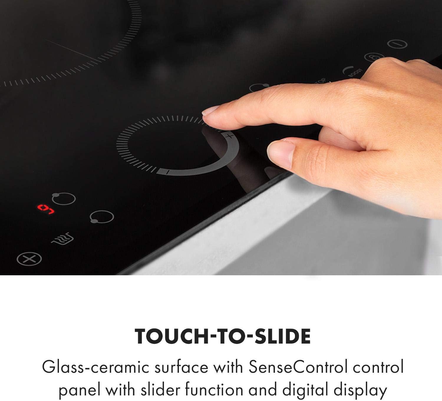 Klarstein Piano Cottura a Induzione, Piano Cottura in Vetroceramica, con 4 Piastre, Incasso con Display Touch, Display Digitale e Funzione Timer, Riscaldamento Veloce, 7000 Watt