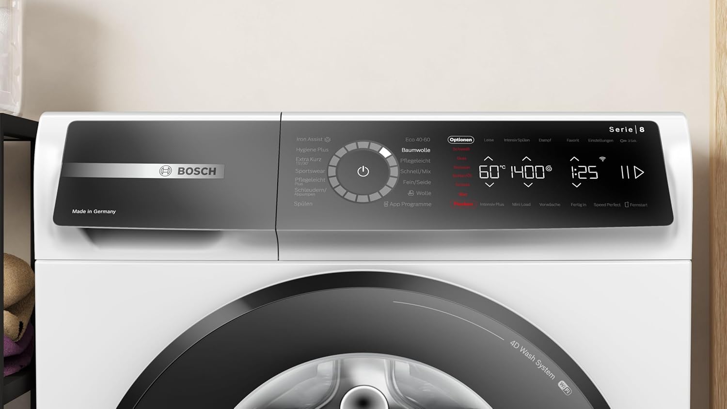 BOSCH WAN28127 Lavatrice Serie 4, a carica frontale, capacità 8 kg, 1400 giri/min, Iron Assist, Active Water Plus, EcoSilence Drive, Speed Perfect, bianco, 60 cm